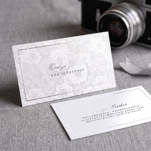 Elegant Floral Lace Foil Spot Gloss Business Cards