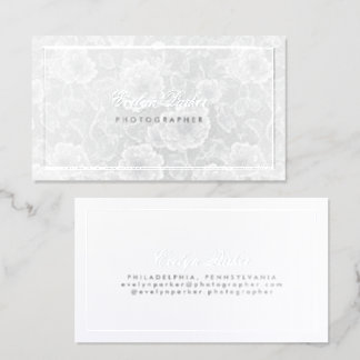 Elegant Floral Lace Foil Spot Gloss Business Cards