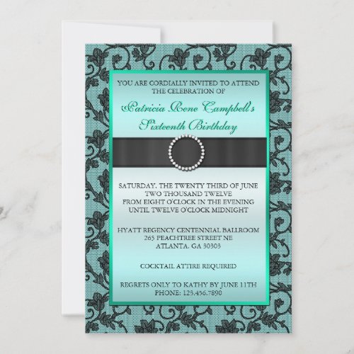 Elegant Floral Lace Invite [Teal]