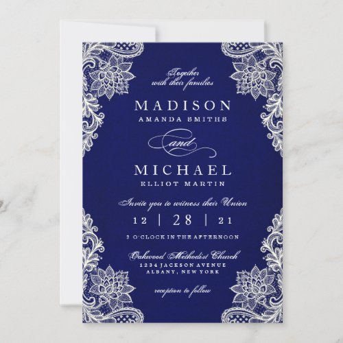 Elegant Floral Lace Modern Wedding Invitation