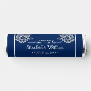 Elegant Floral Lace on Navy Blue Wedding Breath Savers® Mints