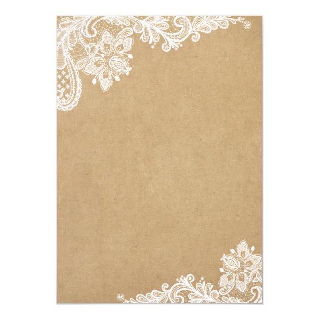 Elegant Floral Lace Pattern Kraft | Formal Wedding Invitation