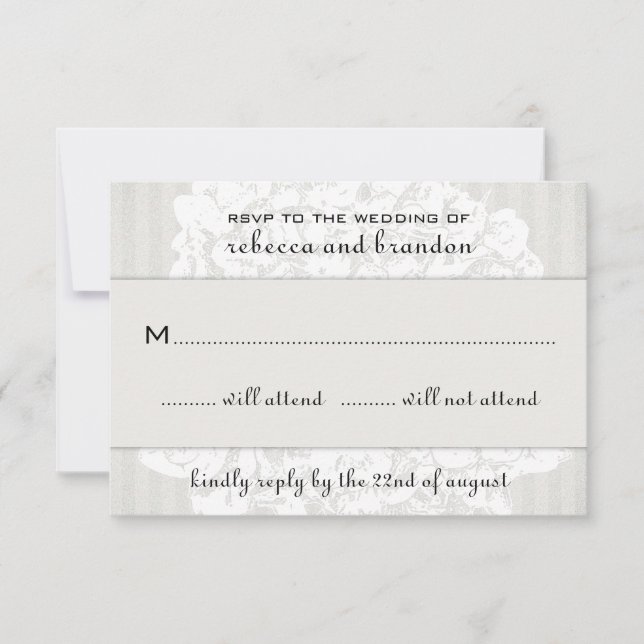 Elegant Floral Lace Wedding RSVP Cards (Front)