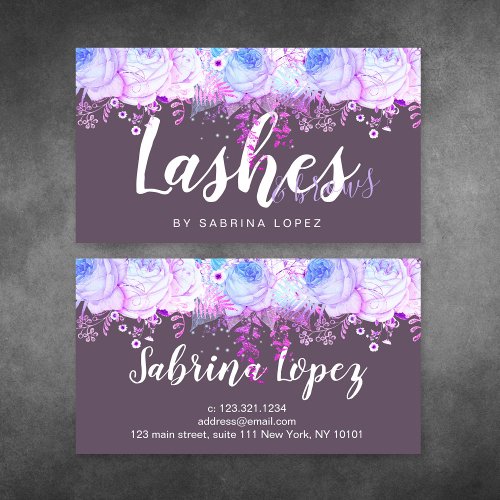 Elegant floral lashes  brows  business card