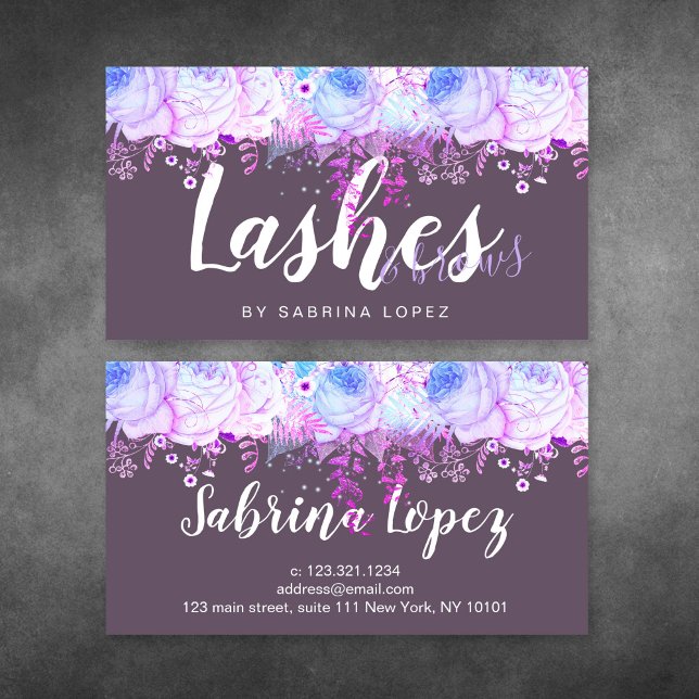 Elegant floral lashes & brows  business card (Creator Uploaded)