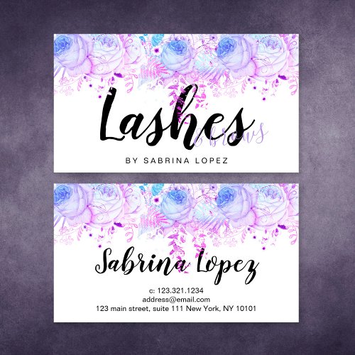 Elegant floral lashes  brows  business card