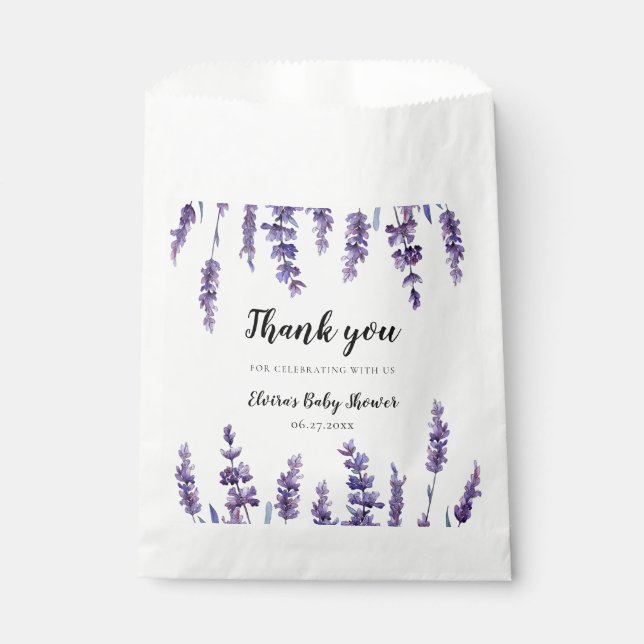 Elegant floral lavender Baby Shower Favor Bag (Front)