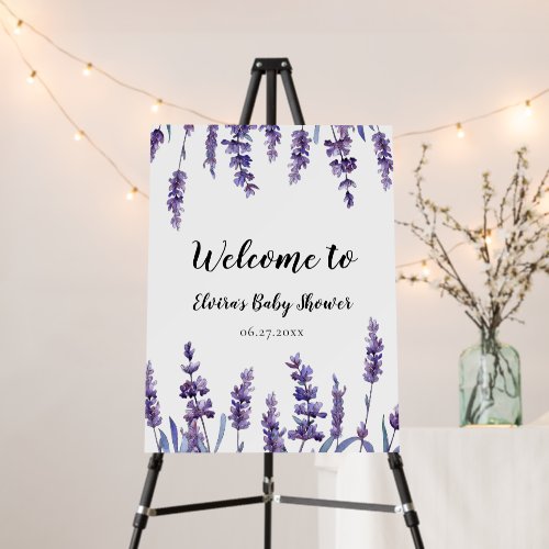 Elegant floral lavender Baby Shower welcome
