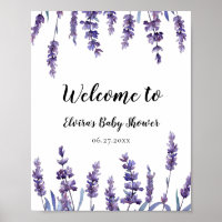 Elegant floral lavender Baby Shower welcome Poster