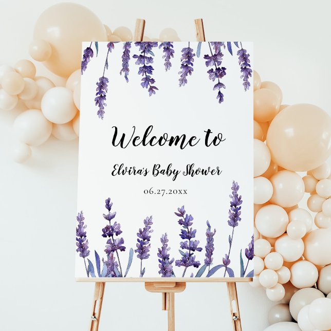 Elegant Floral Lavender Baby Shower Welcome Sign (Creator Uploaded)