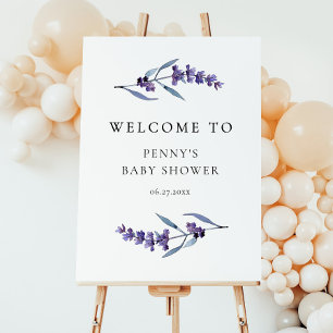 Elegant Floral Lavender Baby Shower Welcome Sign