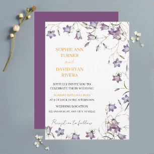 Elegant Floral Lavender Bellflower Wedding Invitation