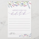 Elegant Floral Lavender Bridal Shower Advice Card<br><div class="desc">Elegant Floral Lavender Bridal Shower Advice Card. Matching items available. See full collection here: https://www.zazzle.com/collections/trendy_elegant_flower_lavender_collection-119835281918261692</div>