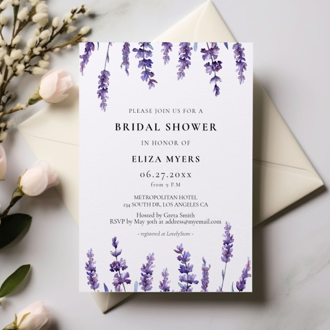 Elegant floral lavender Bridal shower invitation