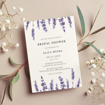 Elegant Floral Lavender Bridal Shower Invitation Postcard by LemonBox at Zazzle
