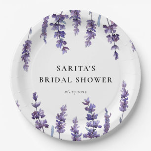 Elegant Floral Lavender Bridal Shower Paper Plates