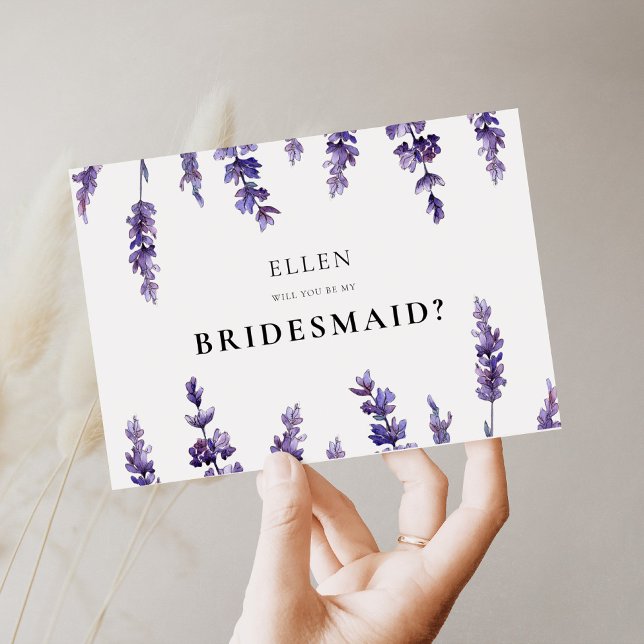 Elegant floral lavender Bridesmaid proposal card (Creator Uploaded)