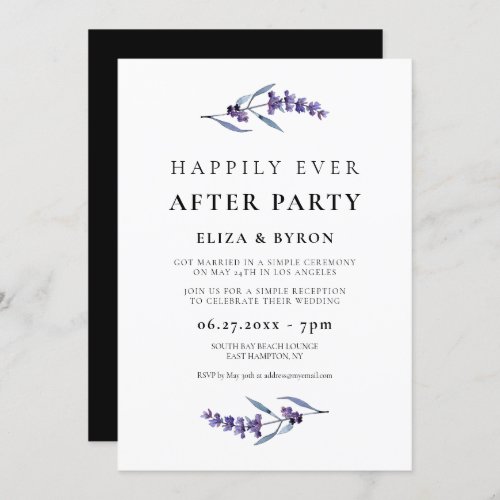 Elegant floral lavender Happily ever after party Invitation