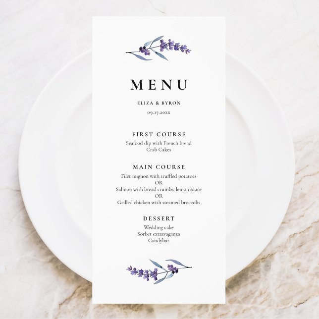 Elegant Floral Lavender Menu (Creator Uploaded)
