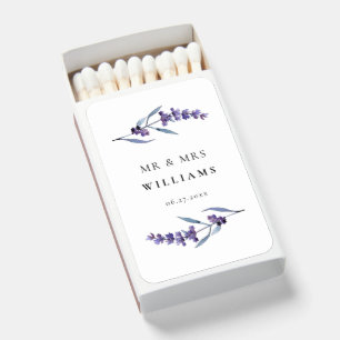 Elegant Floral Lavender Mr & Mrs Wedding Matchboxes