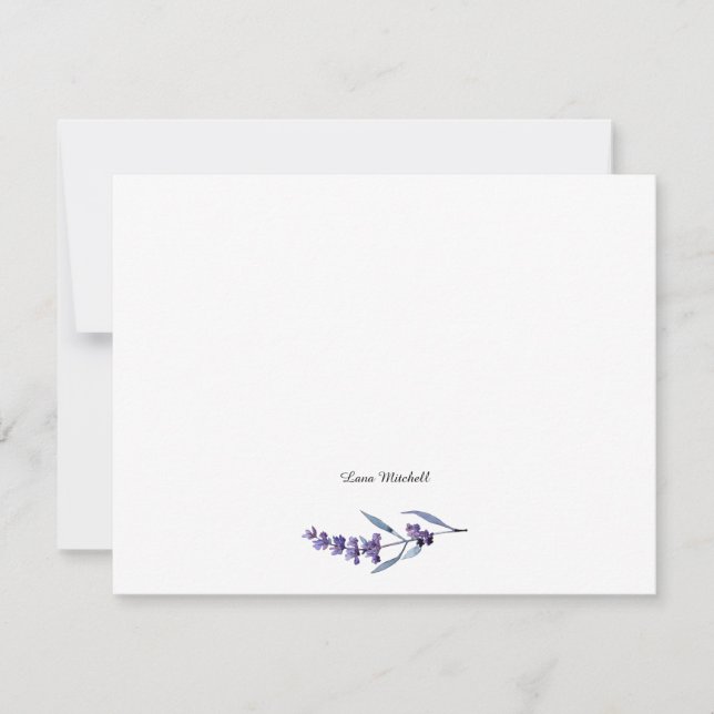 Elegant floral lavender note card (Front)
