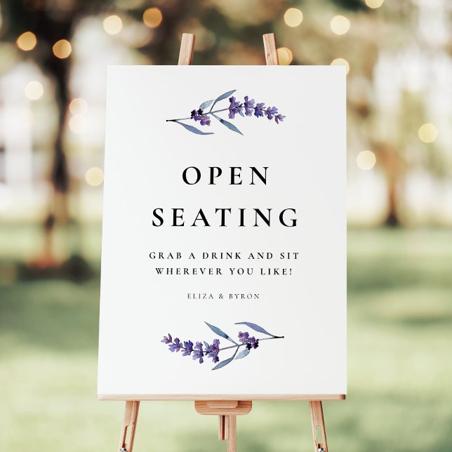 Elegant Floral Lavender Open Seating Sign (Creator Uploaded)