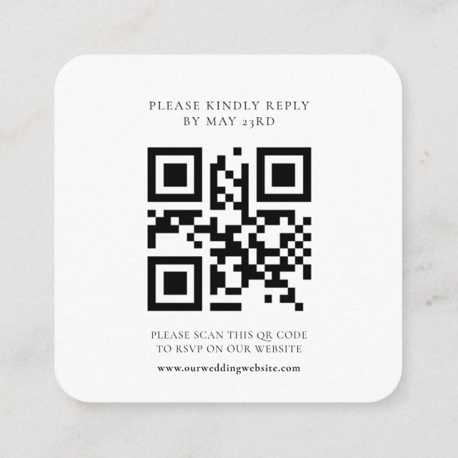 Elegant floral lavender QR code RSVP response Enclosure Card (Back)