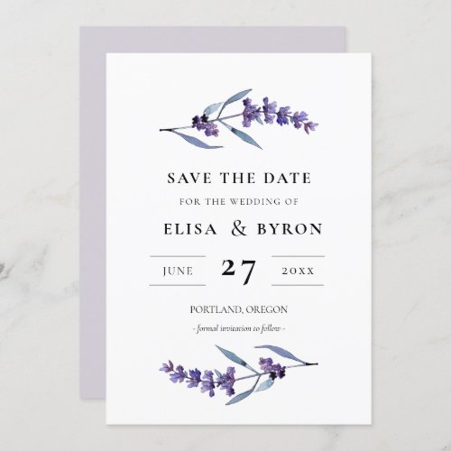 Elegant floral lavender Save the date Invitation