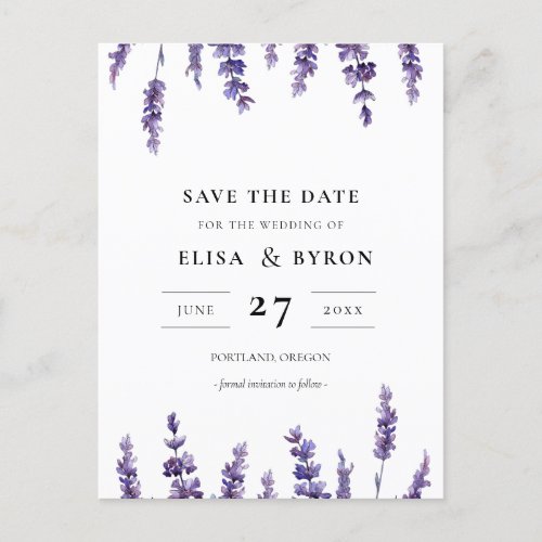Elegant floral lavender Save the date Postcard