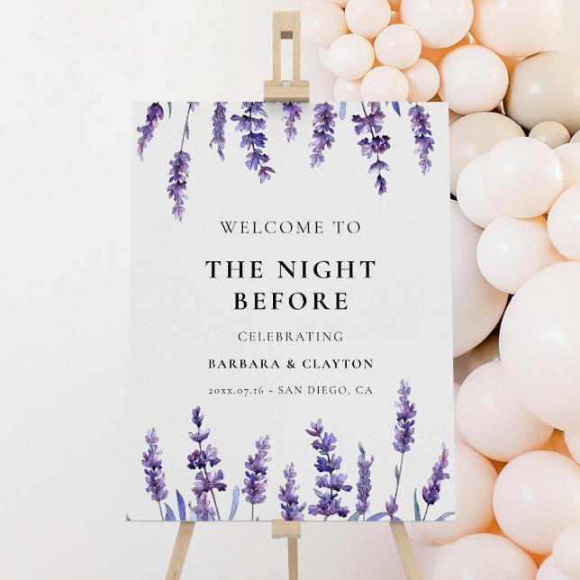 Elegant floral lavender The night before welcome Foam Board (Creator Uploaded)