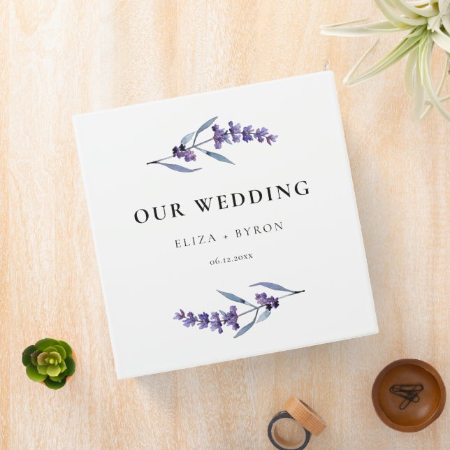 Elegant Floral Lavender Wedding Album 3 Ring Binder (In Situ)