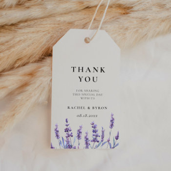 Elegant Floral Lavender Wedding Favor Gift Tags by LemonBox at Zazzle