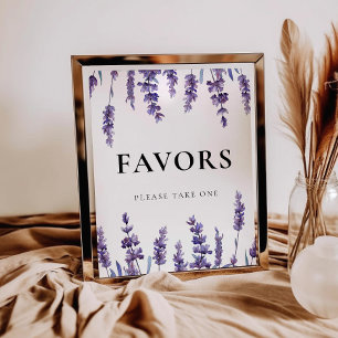 Elegant Floral Lavender Wedding Favors sign