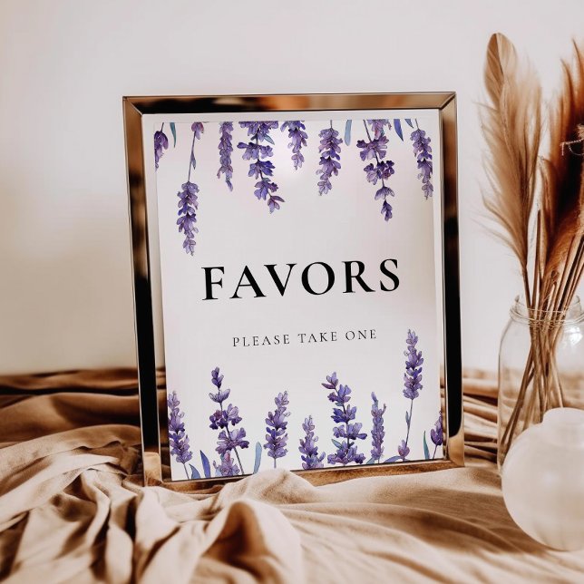 Elegant Floral Lavender Wedding Favors sign (Creator Uploaded)