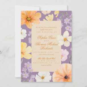 Elegant Floral Lavender Wedding Invitation