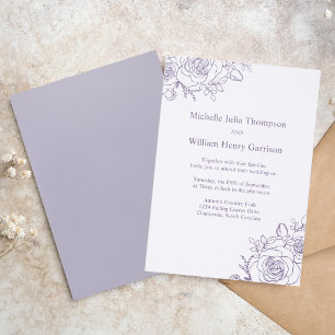 Elegant Floral Lavender Wedding Invitation
