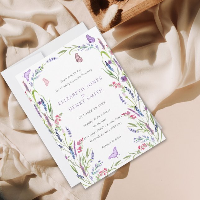 Elegant Floral Lavender Wedding Invitation (Creator Uploaded)