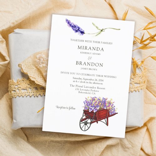 Elegant Floral Lavender Wedding Invitation