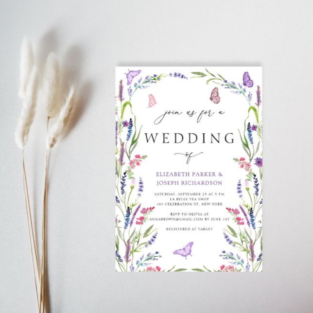 Elegant Floral Lavender Wedding Invitation (Creator Uploaded)
