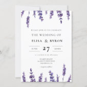 Elegant floral lavender wedding invitation (Front)