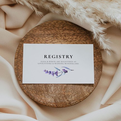 Elegant floral lavender wedding registry card