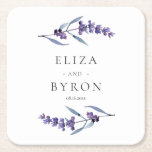 Elegant floral lavender wedding square paper coaster<br><div class="desc">A classic and elegant lavender watercolor design,  perfect for a floral spring country wedding.</div>