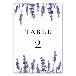 Elegant floral lavender wedding table number