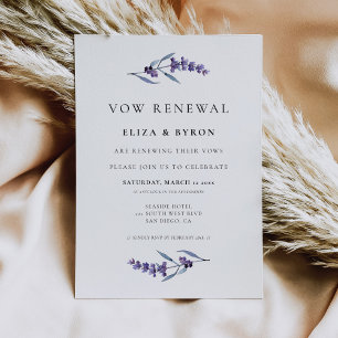 Elegant Floral Lavender Wedding Vow renewal Invitation