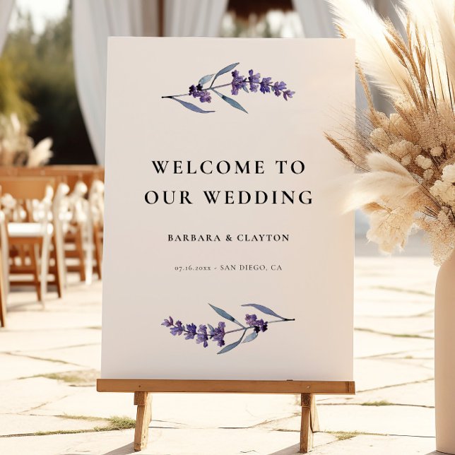 Elegant Floral Lavender Wedding Welcome Sign (Creator Uploaded)