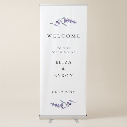 Elegant floral lavender Welcome to our wedding Retractable Banner