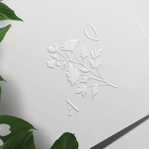 Elegant Floral Leaf Branch Couples Monogram Embosser