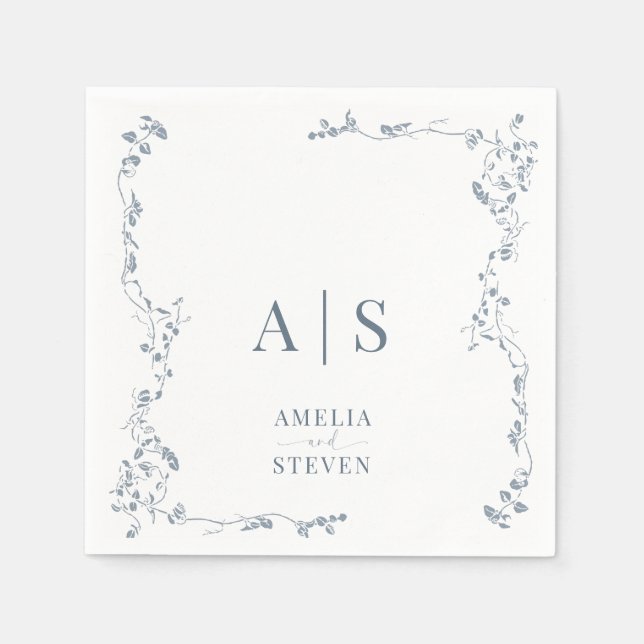 Elegant Floral Leaf Classic Wedding  Napkins (Front)