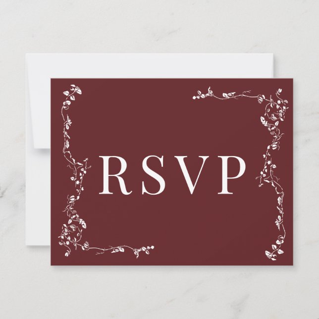 Elegant Floral Leaf Classic Wedding RSVP Card (Front)