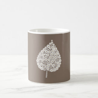 Elegant Floral Leaf Design – White and Soft Grey  Coffee Mug